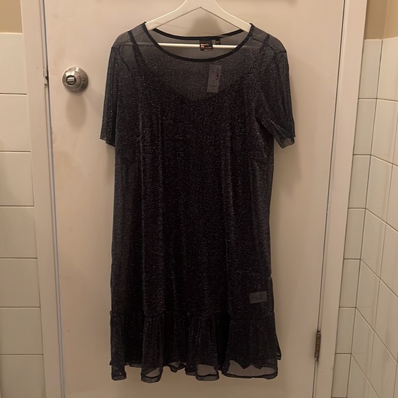 NWT| Reitmans | Blue Sparkle| Sequence Two Piece Sleeveless Shift Cocktail Dress - Picture 4 of 8